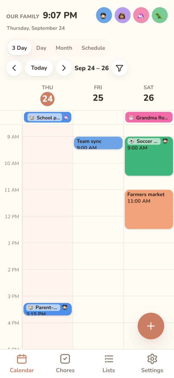 3 Day view on a phone